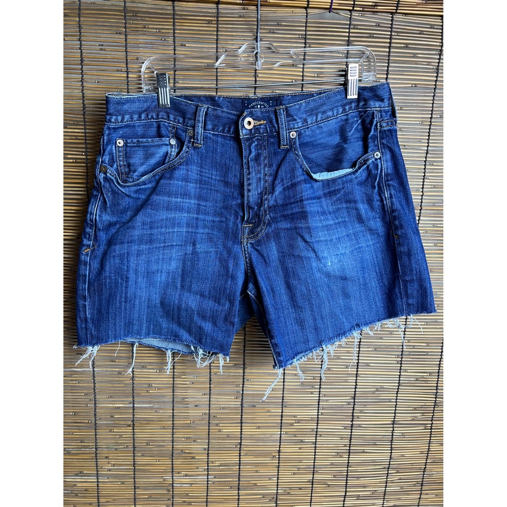 Lucky Brand Denim Cut Off Shorts Womens 34 Dark Wash Frayed Hem Distressed Blue